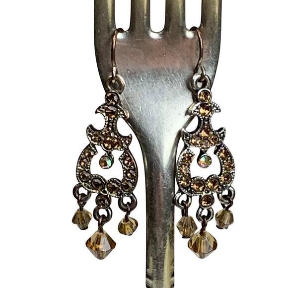 Bundle of 4 Brown Crystal & Bead Cluster Earrings Vintage Style Boho Statement - Picture 6 of 10